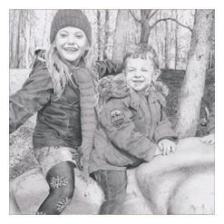 Pencil Portrait Drawing of Izzie & Josh, link to full image
